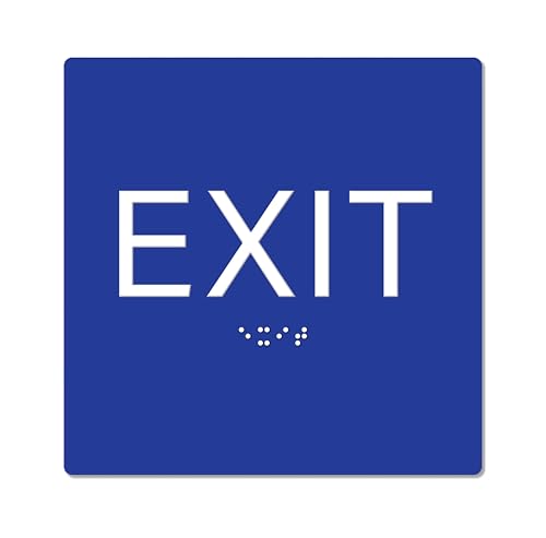 Panneau de sortie avec braille bleu et relief tactile pour une accessibilité universelle