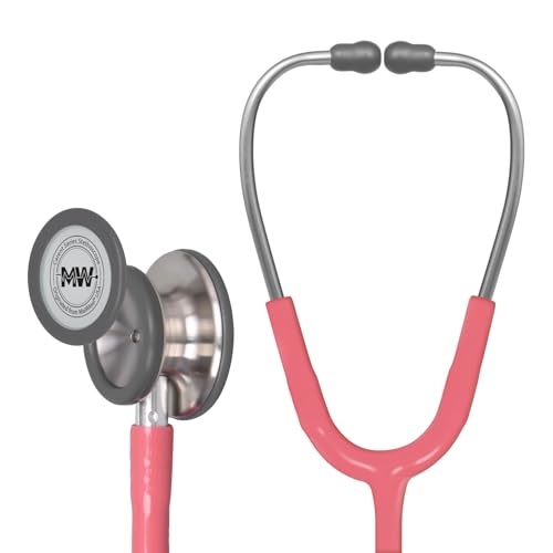 Image of MaiWieel-Classic Monitoring Stethoscope Professional Dual Head Pearl Pink Stethoscopes For Nurse,Doctor,Vet,Home Medical,EMT,Double-Sided Stainless Chestpiece,Flexible Tubing & Soft Sealing Eartips (Pink)