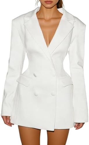 LAJIOJIO Women's Elegant V Neck Lapel Long Sleeve Button Pleated ...