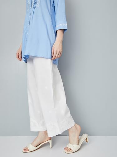 Image of Max Women Relaxed Mid Rise Chikankari Embroidered Palazzos