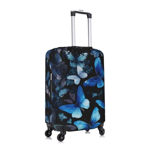 Blue Butterflies White Flowers Print Protective Suitcase Cover Washable Travel Luggage Protector with Concealed Zipper3
