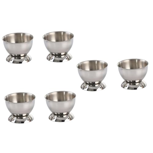 FUNOMOCYA 6 Pcs Boiled Egg Stand Eggs Egg Poaching Cups Ice Cream Bowls Mini Egg Cooker Egg Holder for Fridge Dippy Egg Cups Egg Display Stand Ramekins Silver Bar Bowl Egg Holder Tray Filler