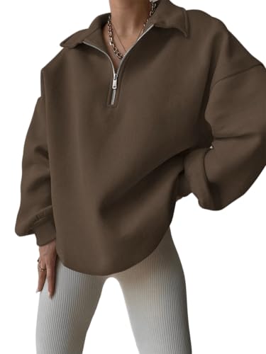 Image of SXV STYLE Half-Zip Pullover Sweatshirt, Oversized Fit