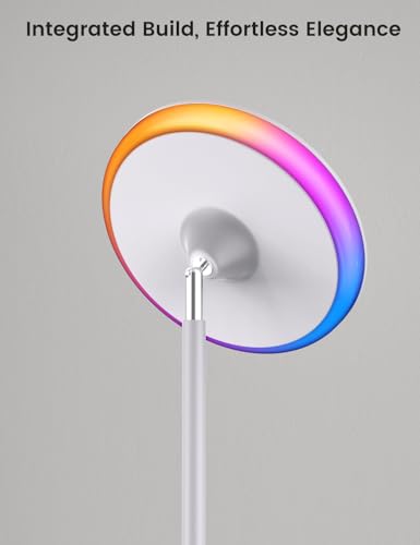 Image of UFO LED Torchiere Floor Lamp with RGB Ambient Light, 42W 3700LM Bright Dimmable Sky Lamp,71in Modern Tall Standing Lamp with Remote Touch Control&Timer,for Living Room Bedroom Office Gaming Room,White