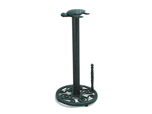Hampton Nautical Seaworn Blue Paper Towel Holder 13"-Sea Turtle Beach Decor-Cast Iron - Image 3