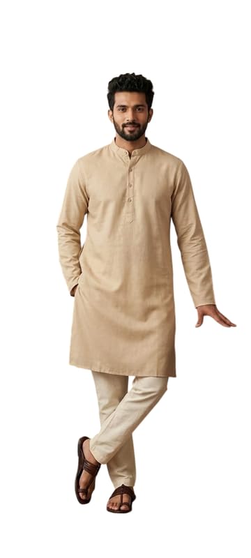 Kurta for Man | Men's Trendy Kurta | Men's Casual Kurta for Wedding | Stylish Full Sleeve | Mandarin Collar | Khadi Cotton Solid-image-11