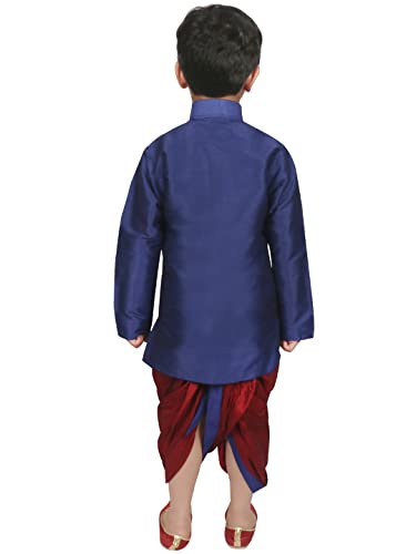 Image of SG YUVRAJ Boy's Raw Silk Kurta Dhoti Set