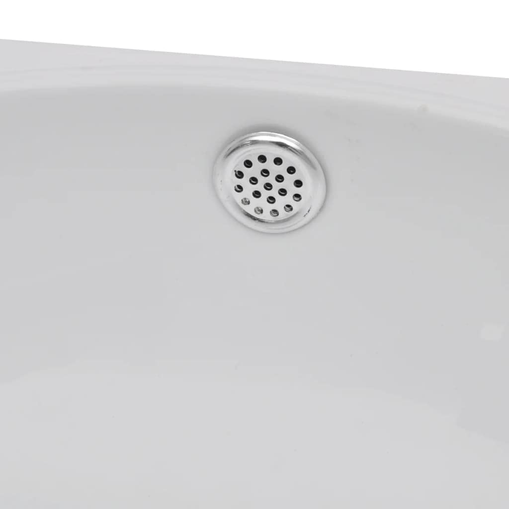 vidaXL Lavabo Ovalado Agujero Grifo y Desbordamiento Cerámica Blanco Lavamanos