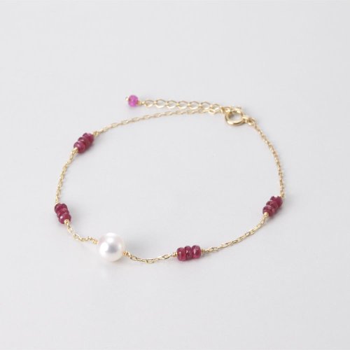 Emerald/Ruby/Sapphire Bracelet with Japanese 6.0mm Akoya Cultured Pearl for Women with 18K Yello Gold | Elegant Design Excellent Gift | Bracelet3