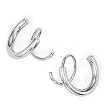 Kaiya Spiral Hoop Twist Double Earrings – 14K Silver Helix Spiral Earrings, Silver Hoops Earrings Fo
