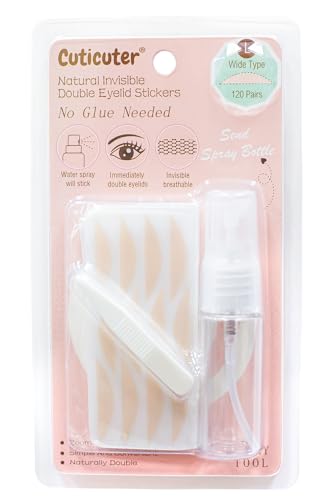 Waterproof Invisible Double Eyelid Tape - 120 Pieces Natural Fiber Eyelid Lifter Strips, Eye Lift Tape for Droopy Lids, Hooded Eyes