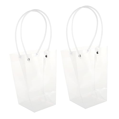 HAPINARY 2pcs Present Bouquet Holder Tote Bag Floral Wrapping Packing Bag Waterproof Sturdy Handle Elegant Design