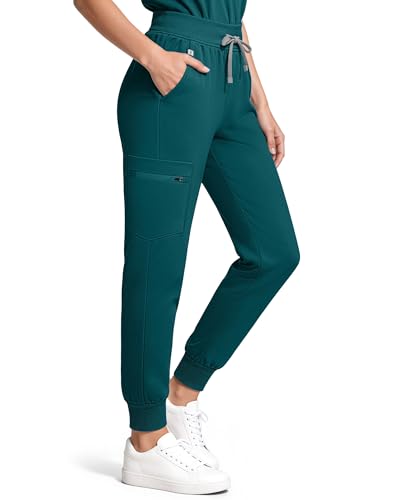 Image of Medical Scrubs for Women Pants, Soft Stretch & Breathable Joggers | Drawstring Womens Scrub Cargo Pants with 5 Utility Pockets, Bottoms Keep 12-Hour Shift Comfort for Healthcare Professionals