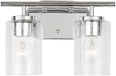 Generation Lighting 41171-05 Oslo - 2 Light Wall Sconce in Contemporary Style-8.5 Inches Tall and 12.5 Inches Wide, Chrome Finish with Clear Seeded Glass