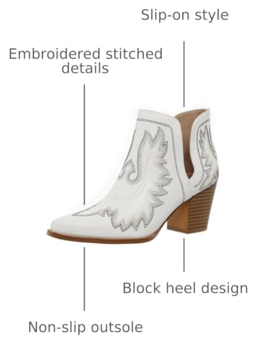 Image of SelRoys Cowboy Boots for Women Cowgirl Ankle Western Embroidered Stitched Pointed Toe Cutout Chunky Heels Short Booties Red Brown Black US5-11