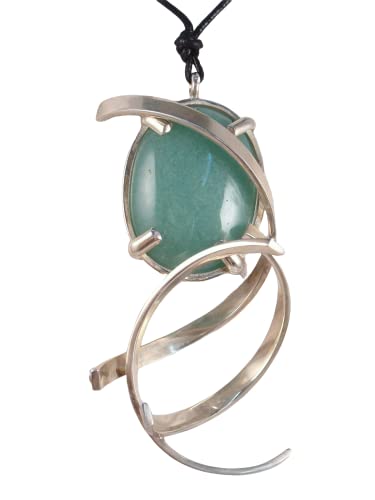 Pendentif en argent 925 avec aventurine naturel collier pierre verte ras du cou