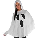 Ghost Poncho Women's Spirit Costume - Adult Size (1 Count) - Perfect Spooky Elegance for Parties & Gatherings