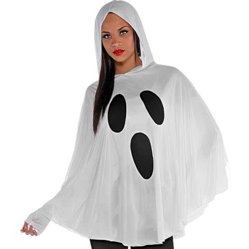 Ghost Poncho Women's Spirit Costume - Adult Size (1 Count) - Perfect Spooky Elegance for Parties & Gatherings