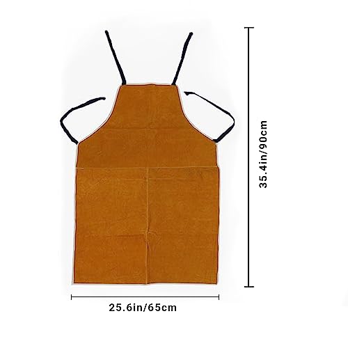Leather Welding Work Apron,Brown Leather Apron for Men,Heat & Flame-Resistant Woodworking Apron,Adjustable Protective Work Aprons for Blacksmith/Home Improvement/Heavy Duty Work,Wear Resistance Apron - Thumbnail 3