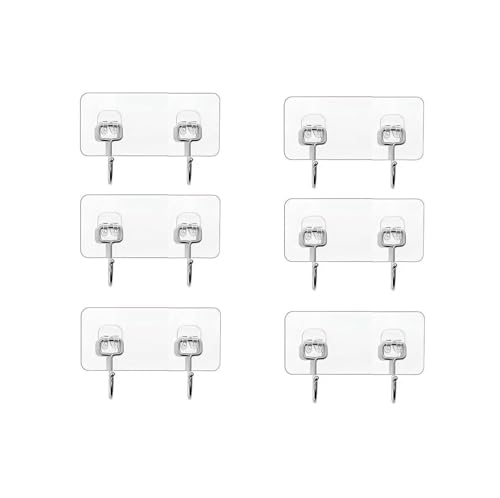 Image of 6 PCS Wall Hook for Hanging Heavy Duty Hooks for Wall No Drill Sticker Hooks Self Adhesive Magic Sticker for Bathroom Kitchen Home Office Towels Racks Shelves Bags and Coats (6 Piece)