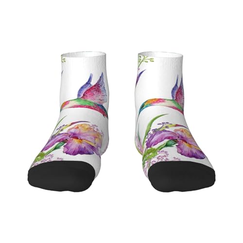 XULLZH Calcetines de tubo con estampado de pájaros y flores, cómodos para mujeres y hombres, calcetines casuales de poliéster transpirables para adultos, 1 Negro, talla �nica