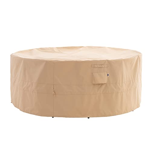 Wj-X3 Round Patio Furniture Cover, 72" D X 31" H, Waterproof, Uv Resistant, Anti-Fading Outdoor Cover For Round Dining Table And Chairs Set, Beige #TOP14