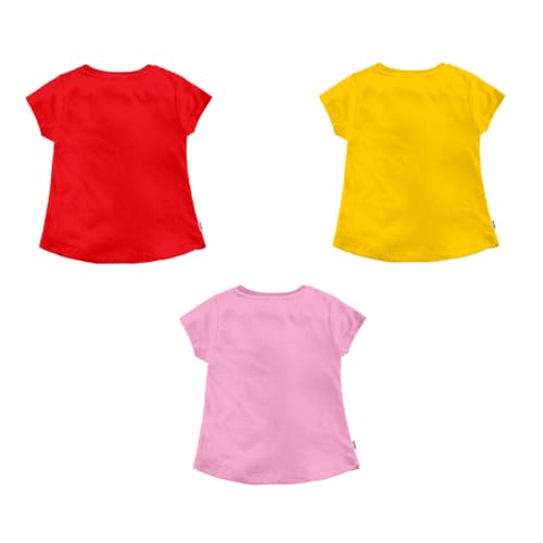 Image of NammaBaby Baby Girl Pure Cotton Hoseiry Regular Fit T-Shirt Top Tshirt - Pack of 3