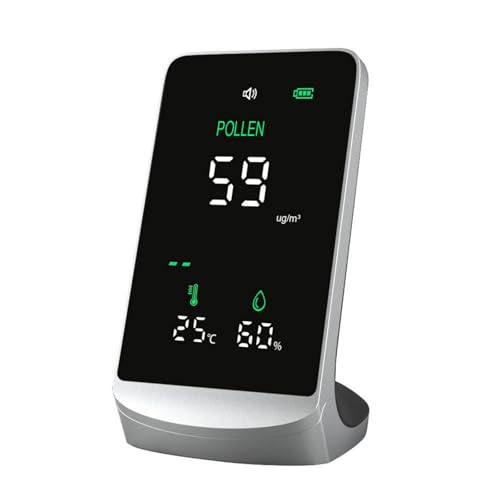 Portable Pollen Detector & Air Monitor Indoor, Tester with Realtime Alarm, 0-999μg / M³ Pollen Concentration, Sensors Temperature & Humidity Meter, 4.3" Color Led Display