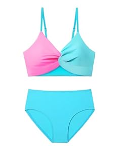 Tomolant Mädchen Bikini-Set Farbblock 2-teilig