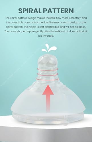 Image of Baybee Wide Neck Baby Bottle Silicone Nipple Natural Flow Rate Feeding Teat /Nipple for Infant, Toddlers, New Born Baby Feeding Bottle Nipple Anti Colic BPA Free Slow Flow 0M+ (Large)
