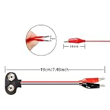 PNGKNYOCN 9 V kabel zacisków krokodylkowych, zestaw 5 sztuk podwójnych zacisków krokodylkowych na 9 V kabel połączeniowy baterii (15 cm)
