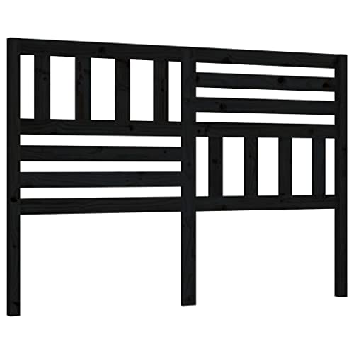 AUVYI Bett Kopfteil Gästezimmer Kiefer-Massivholz Schwarz 146x4x100 cm Modischem Home Ausgefallene Aussichten Schlafzimmermöbel Rustikalen Look Dekoration von Innenräumen Vielseitig