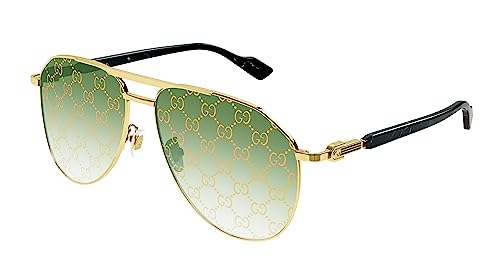 Gucci GG1220S 004 Gold/Green Pilot Men's Sunglasses