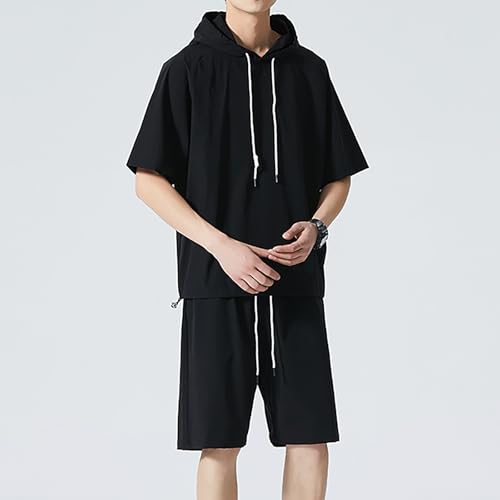 Mens Summer Casual Sportswear Simple Series Short Sleeve Round Neck Top and Shorts Two Piece Set Mens Dress Set4