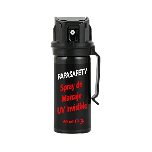 papasafety Spray Compacto de Gel de marcaje UV - 60 ml con Clip de cinturón, Ideal para Mujeres, Estudiantes y Trabajadores nocturnos