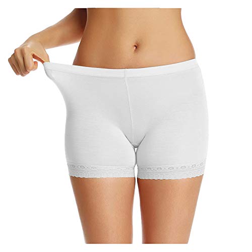 QSN STUFF Woman/Ladies Cotton Silk Yoga Shorts (White-White, X-Large, Set of 2) 3