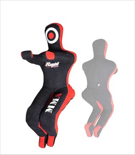 Rapid Mart Grappling Dummy for Brazilian Jiu-Jitsu, Karate, and MMA Training – Sitting Position – Unfilled 4 FT (48 Inches) Black-Red
