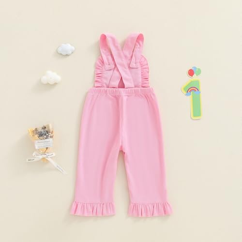 BULINGNA Baby Girl 1st 2nd Birthday Outfit Sleeveless Letters Embroidery Jumpsuit Overalls Corduroy Birthday Clothes 5