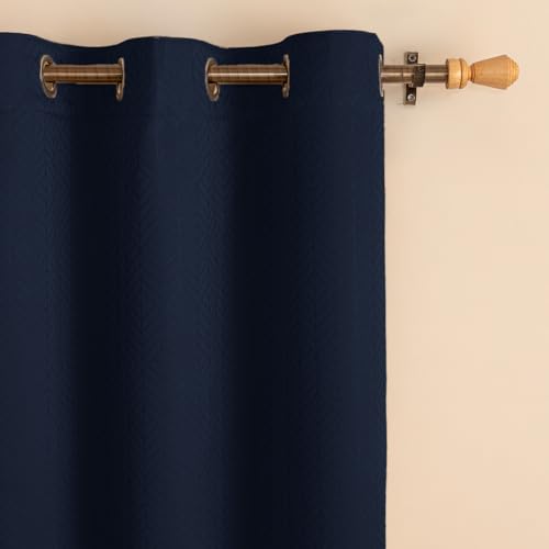 Image of HOMEMONDE 100% True Blackout Curtains 10 Feet Long Door - 1 Piece Curtain, Embossed Panels Light Block Thermal Insulated & Noise Reducing Room Darkening Curtains (Navy Blue, 120Inch)