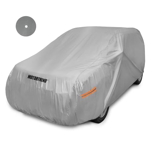Motor Trend 6-Series Multi-Layered Waterproof SUV & Van Car Cover - Heavy Duty Vehicle Outdoor Indoor Inner Fleece-Lined Snow Rain Sun UV Dust Exterior Protection Full Coverage (XL - max Length 185