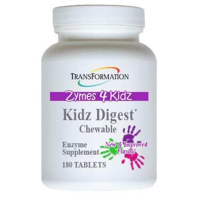 TRANSFORMATION THE GENESIS OF GOOD HEALTH Enzymes Kidz Digestive Enzyme Supplement Chewable, Promote Healthy & Complete Digestion & Elimination, 180 Tablets