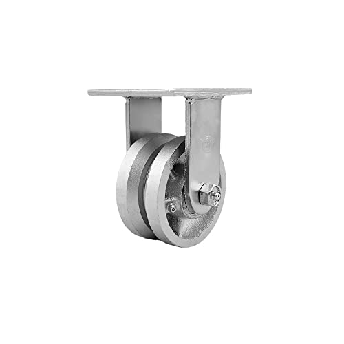 V Groove Semi Steel Cast Iron Rigid Top Plate Heavy Duty Caster with 4 Inch Wheel – 800 lbs. Capacity/Caster - Service Caster Brand