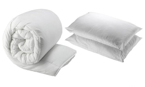 Bedding Online 13.5 Tog Polycotton Hollowfibre Quilt Duvet With Two Pillows, Single