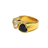 Anillo de Boda Unisex de Acero Inoxidable con Personalidad, Simple, Grueso, 2 Colores, con Forma de corazón, Piedra Preciosa, Punk, corazón de melocotón