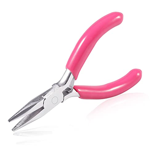 SPEEDWOX Mini pince à bec long de 7,6 cm avec poignée en PVC rose, pince à bijoux pour la fabrication de bijoux en perles, emballage de fils, bricolage, loisirs créatifs