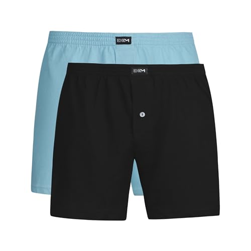 DIM Homme - Coton Stretch x2 | Boxer Ample Jersey | 100% Coton Naturel | Boutonné | Confort Respirant au Quotidien