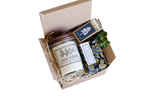 Soy Wax Lemon Verbena Candle gift set with Soap and Botanical Matchbook