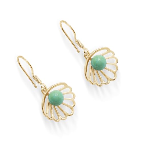 Boucles d'oreilles coquillages argent turquoise pendantes - 3