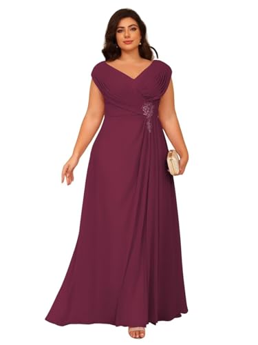 Image of Clothfun Simple V Neck Mother of The Bride Dresses Lace Appliques Chiffon Sleeveless Mother of The Groom Dress CYN014
