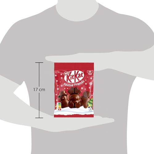 KitKat NESTLÉ KITKAT Festive Friends Schokoladen-Mix, Mini-Weihnachtsfiguren aus Milchschokolade mit Knusperstückchen, 1er Pack (1 x 65g)